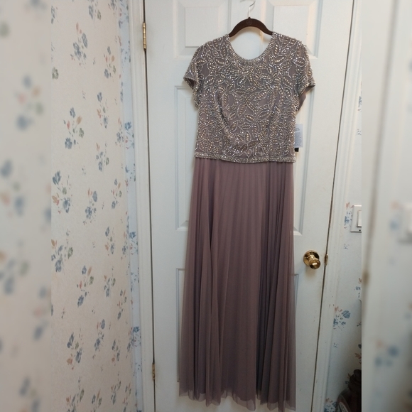 Cachet Dresses & Skirts - NWT BEAUTIFUL Cachet Latte beaded top gown